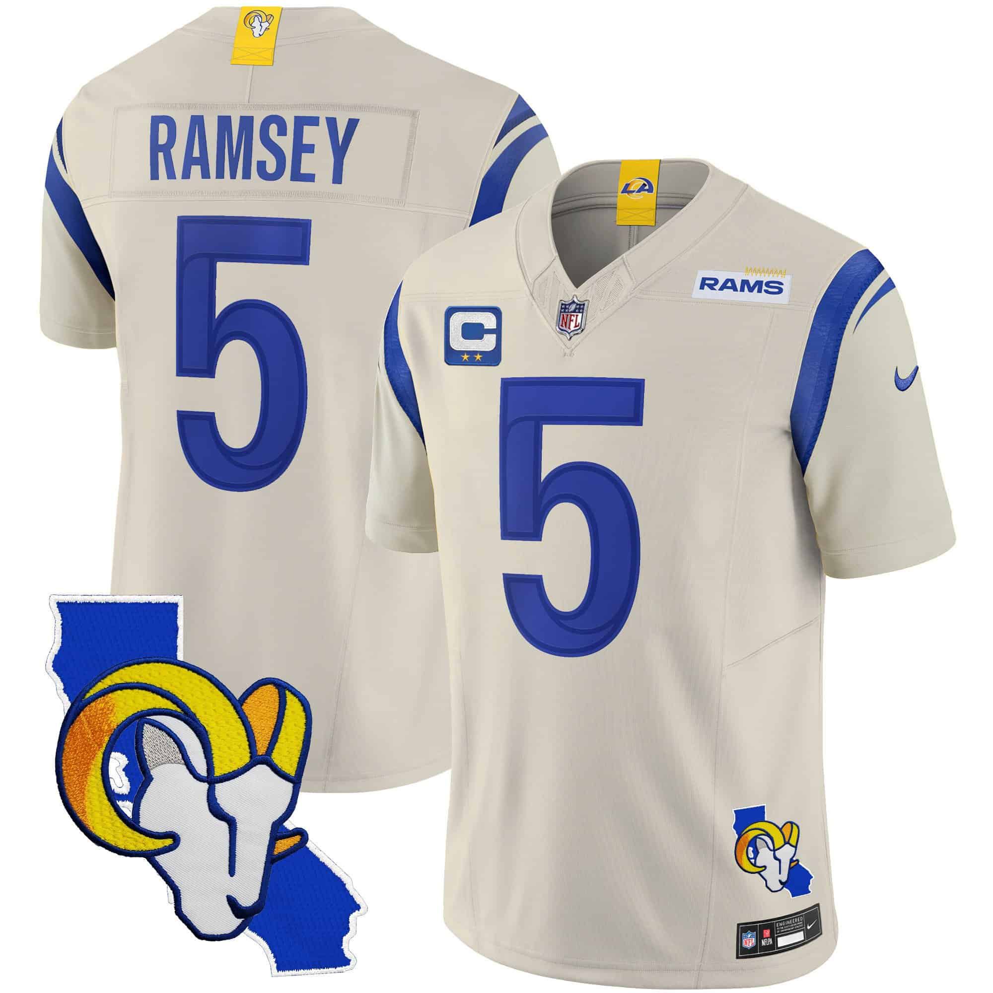 Men Los Angeles Rams #5 Ramsey Grey 2024 Nike California Patch Vapor Limited NFL Jersey->indianapolis colts->NFL Jersey